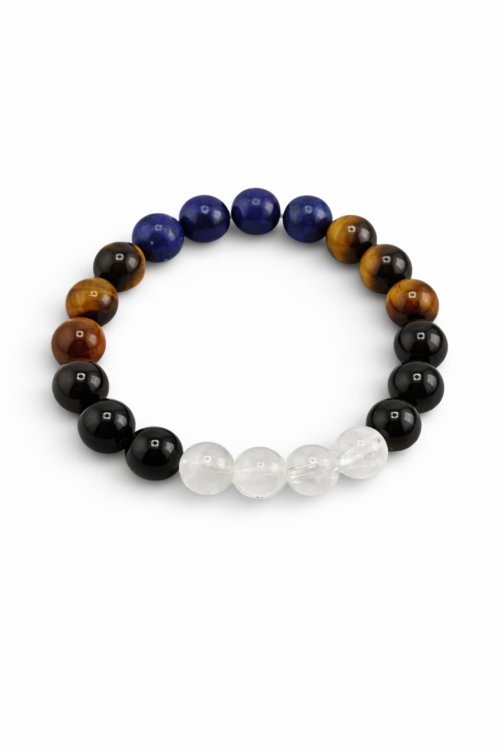 Multicolored beaded bracelet on a white background