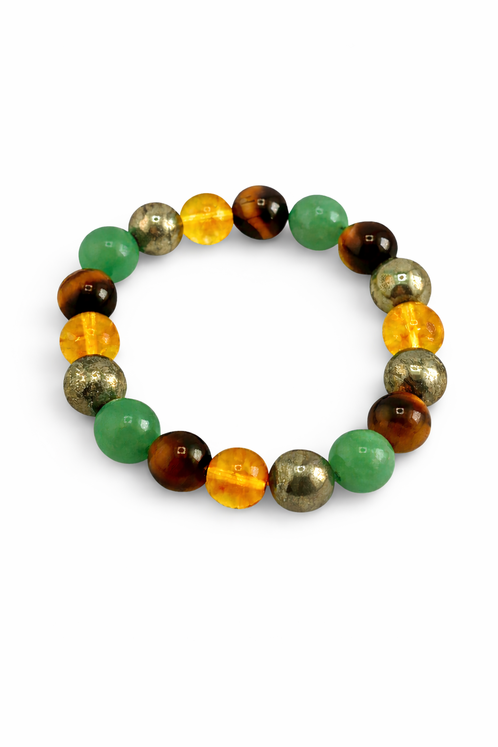 Multicolored beaded bracelet on a white background