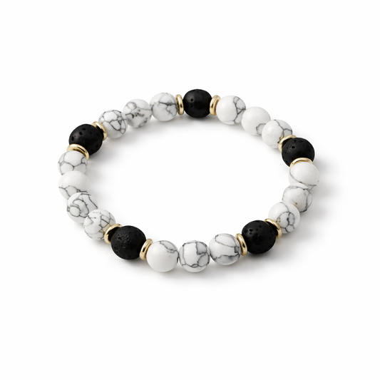 Howlite and lava stone bracelet