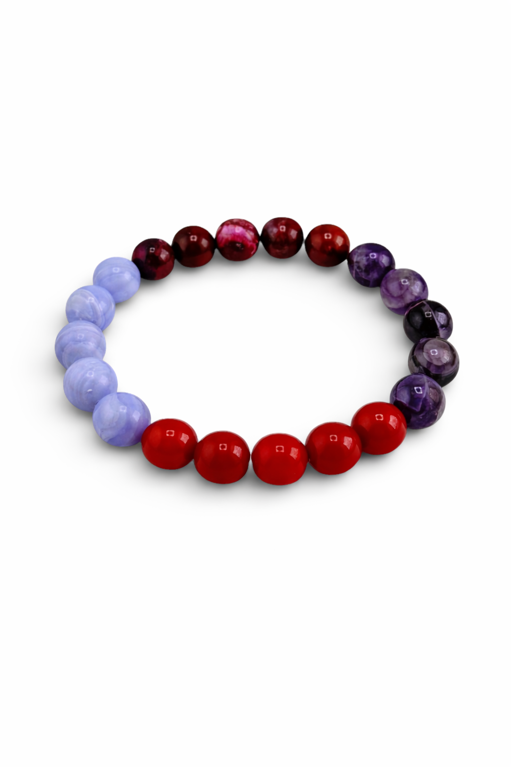 Multicolored beaded bracelet on a white background