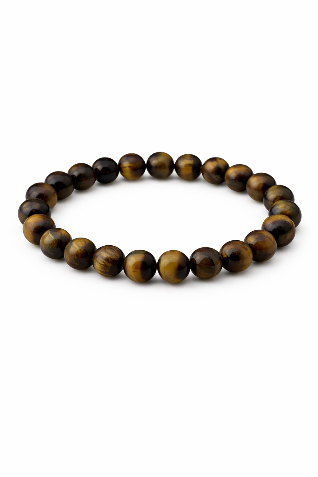 Brown beaded bracelet on a white background