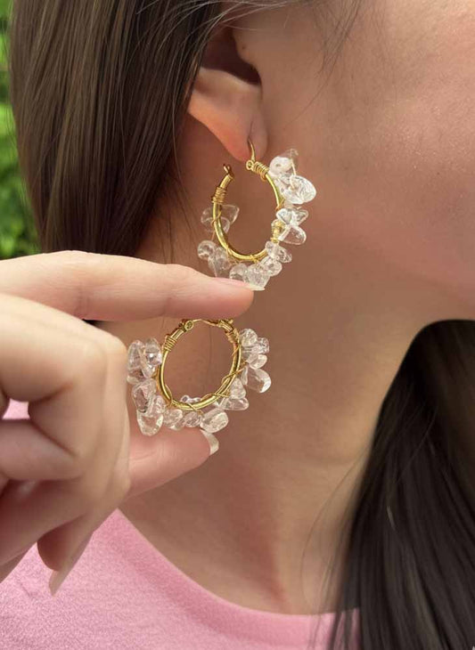 Clear Quartz Hoop Earrings - Crystal Clarity Hoops