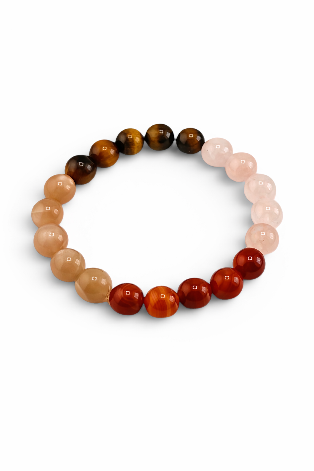 Multicolored beaded bracelet on a white background