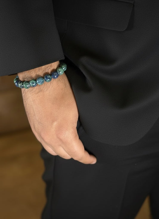 blue and green natural stone bracelet