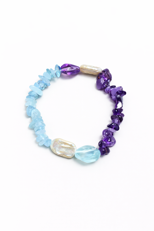 Aquamarine & Amethyst Pearl Bracelet– Inner Peace