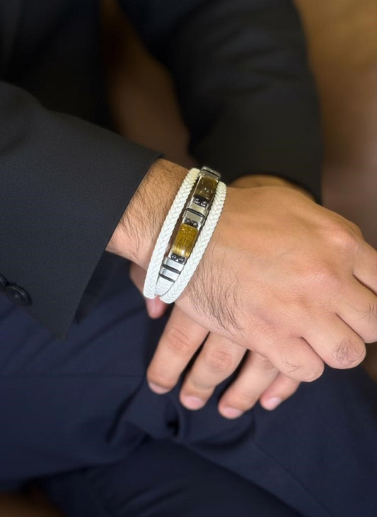 tiger eye onyx mens bracelet