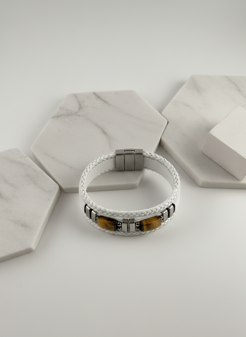 modern tiger eye steel bracelet