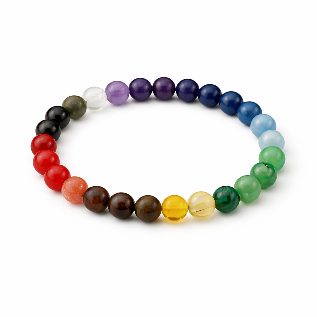 Vibrant Chakra Balance & Healing Energy Bracelet – Red Jasper, Carnelian, Citrine, Green Aventurine, Sodalite, Amethyst & Clear Quartz