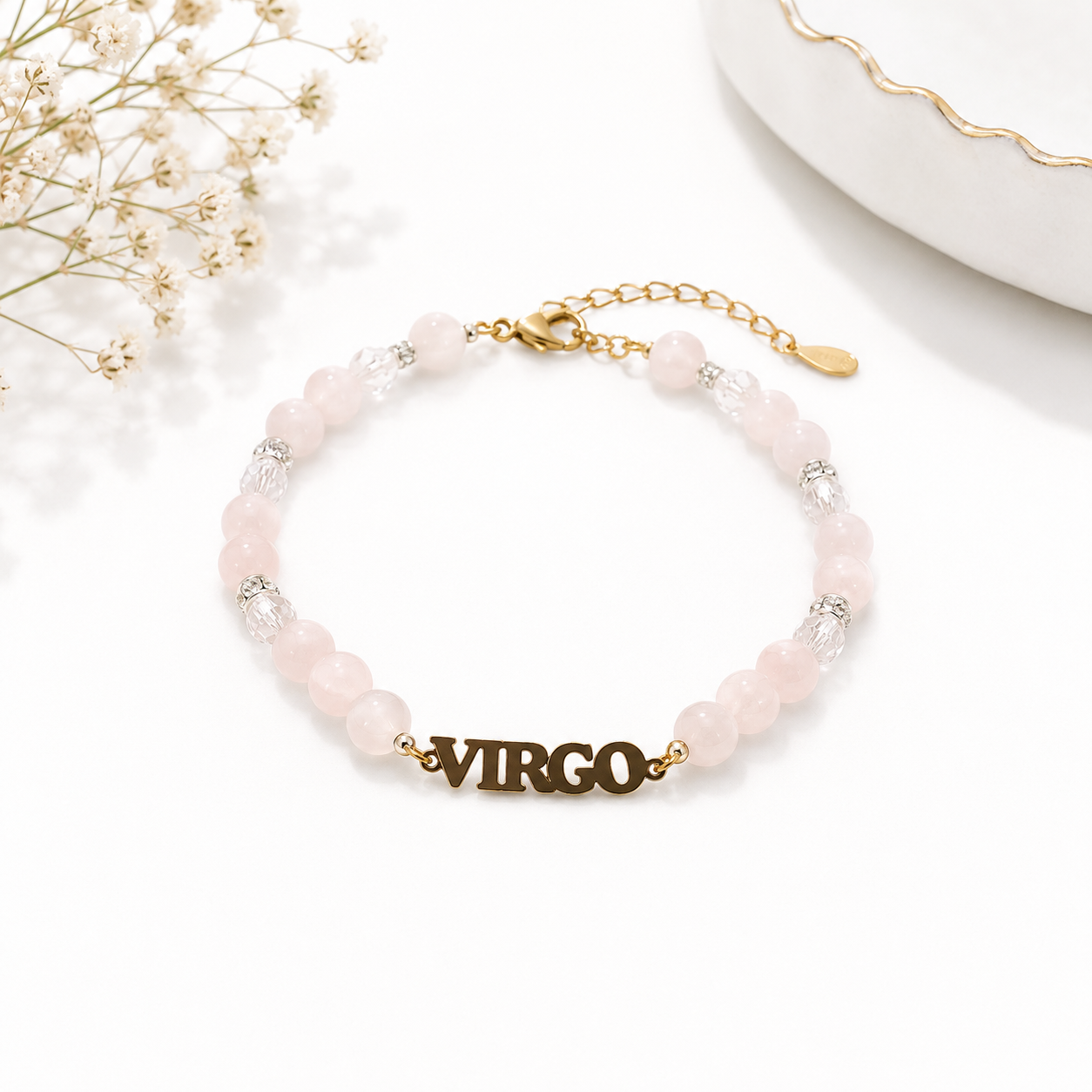 Bracelet with 'Virgo' charm on a white background
