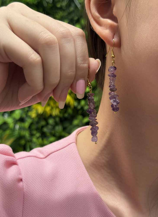 Soul Whisper – Amethyst Drop Earrings