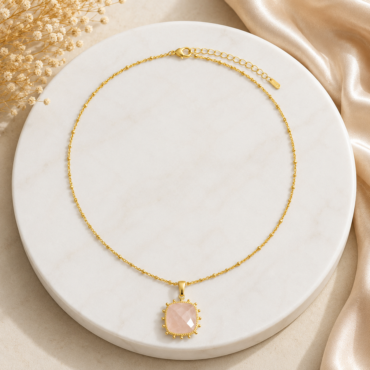 Rose Quartz Love Pendant Necklace
