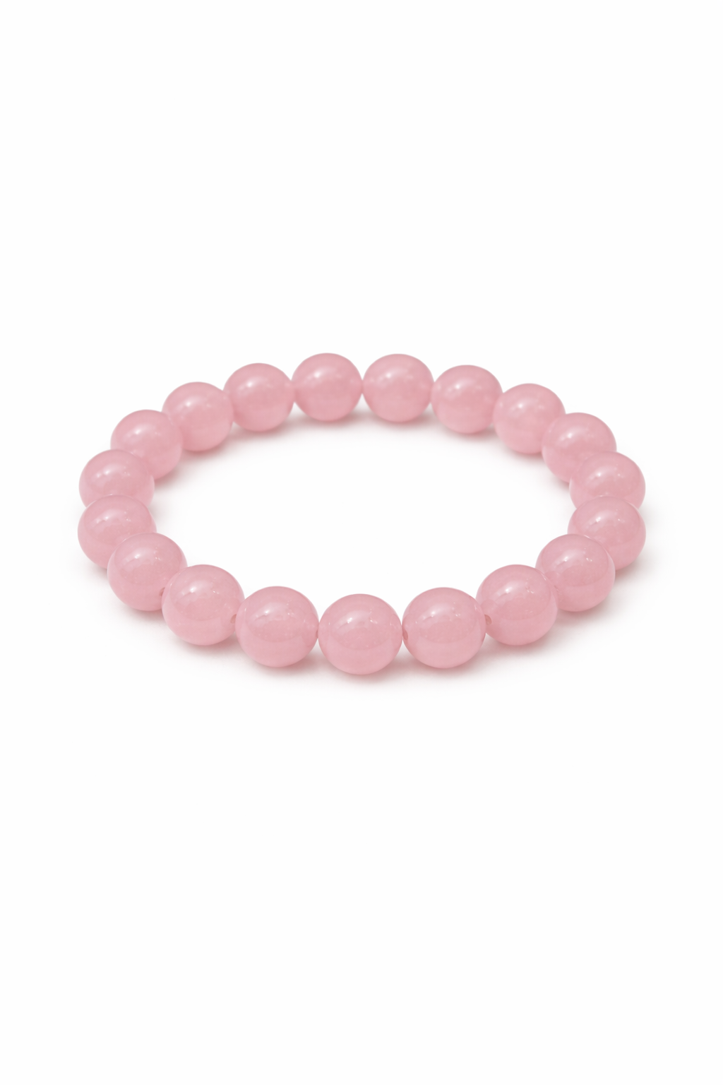 Pink beaded bracelet on a white background
