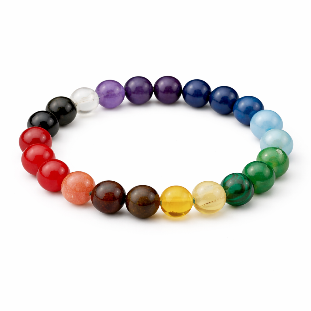 Vibrant Chakra Balance & Healing Energy Bracelet – Red Jasper, Carnelian, Citrine, Green Aventurine, Sodalite, Amethyst & Clear Quartz