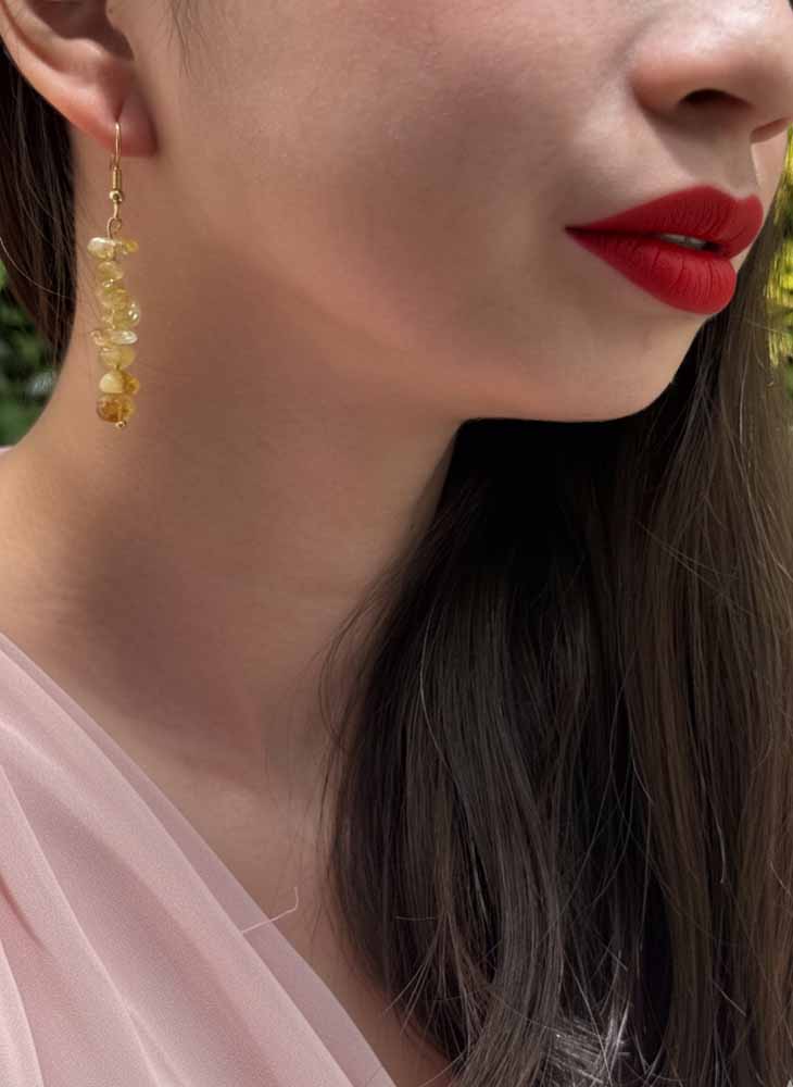 Sunlit Power – Citrine Drop Earrings