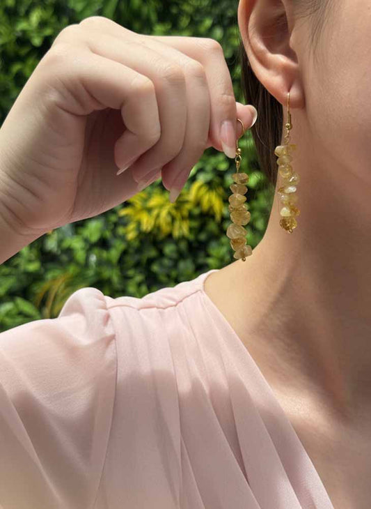 Sunlit Power – Citrine Drop Earrings