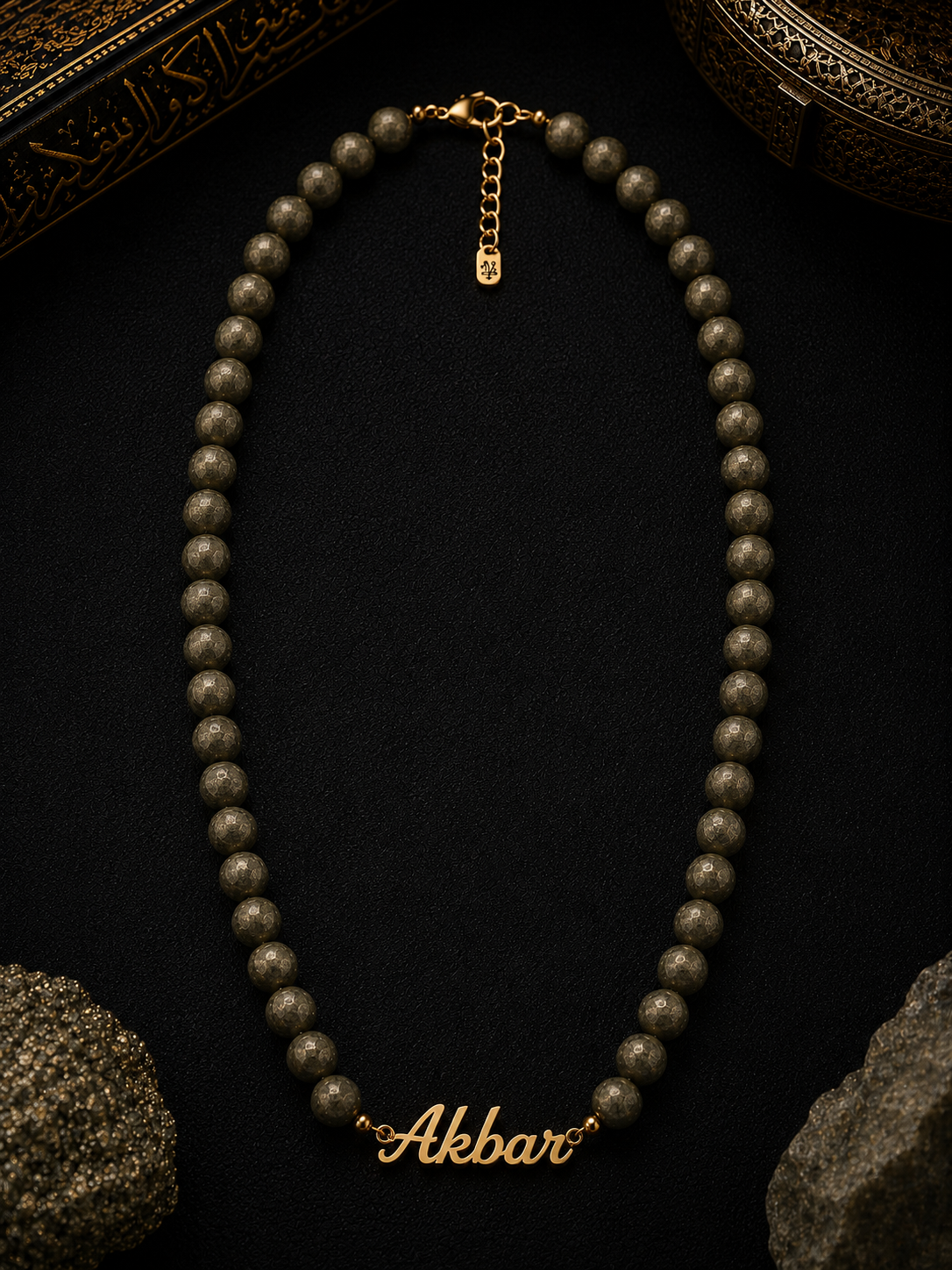 Pyrite Custom Name Necklace Men