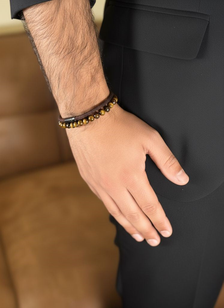 brown rope and tiger eye bracelet