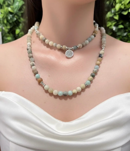 Amazonite, African Turquoise, Jasper & Lava Stone Necklace – Grounded Strength & Natural Energy