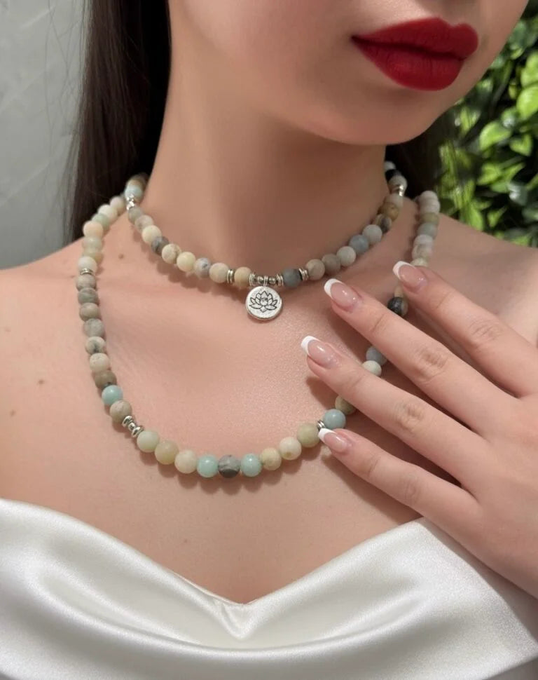 Amazonite, African Turquoise, Jasper & Lava Stone Necklace – Grounded Strength & Natural Energy