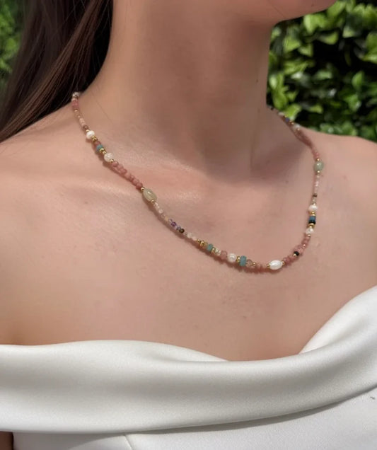 Amazonite, Red Jasper, Citrine & Aventurine Necklace – Abundance, Energy & Balance