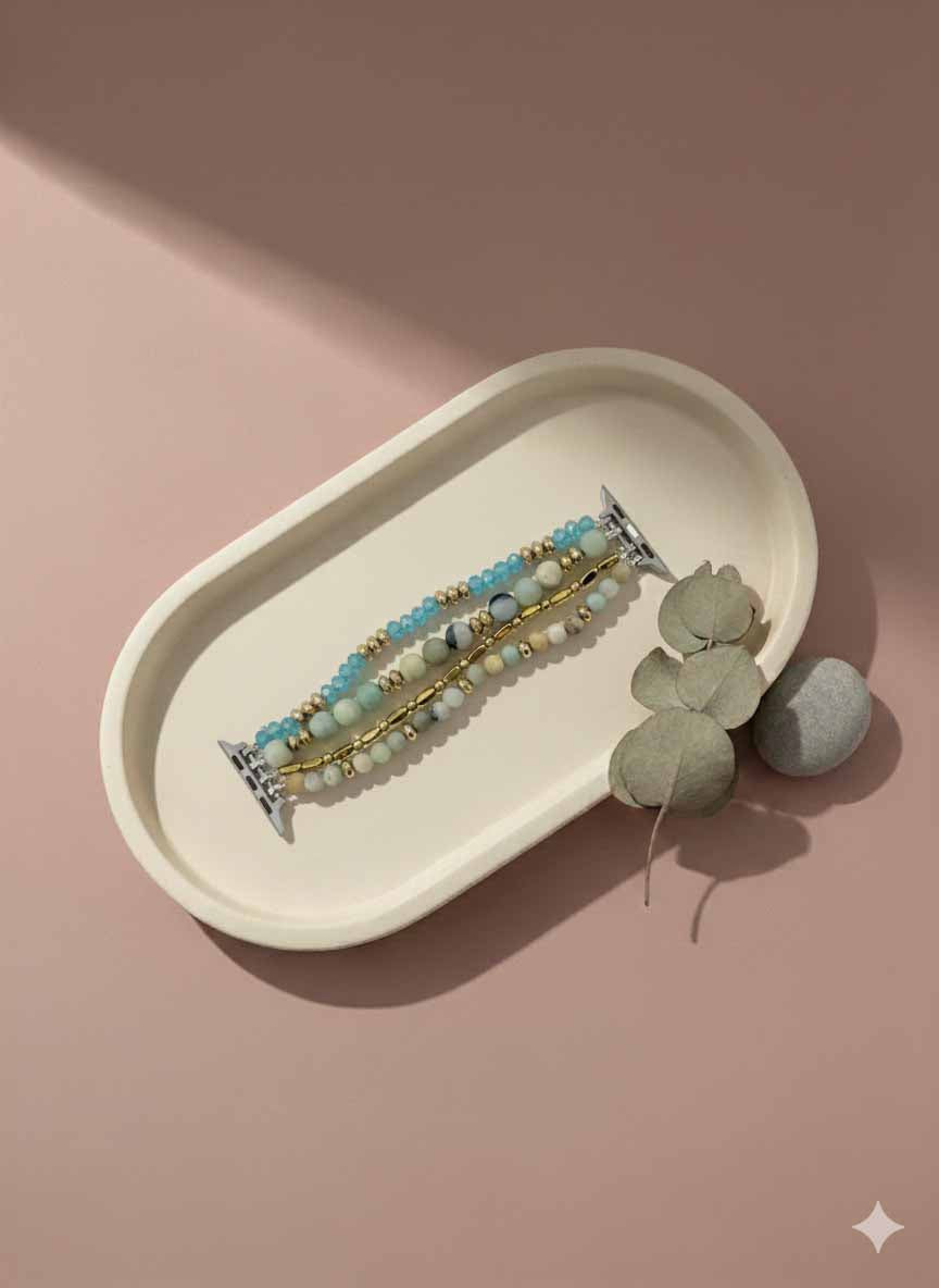 Amazonite & Gold Plated Strap Watch – soothing amazonite design with a golden touch.