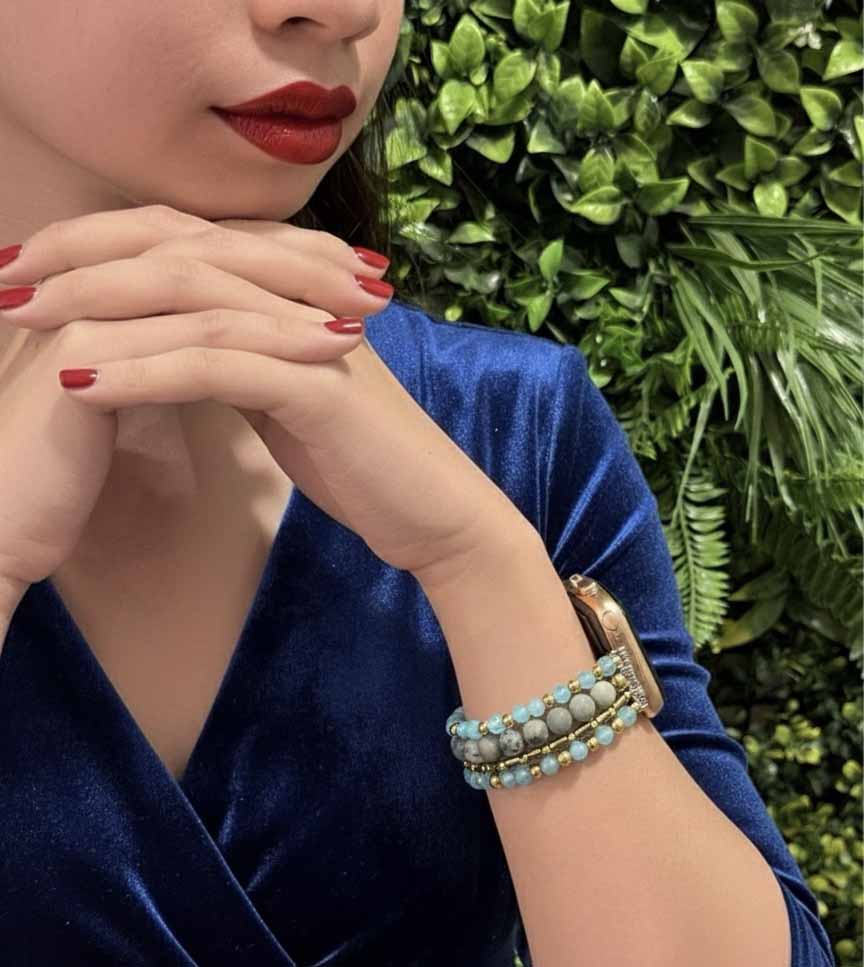 Amazonite & Gold Plated Strap Watch – soothing amazonite design with a golden touch.