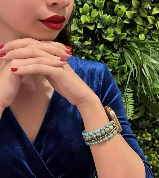 Amazonite & Gold Plated Strap Watch – soothing amazonite design with a golden touch.