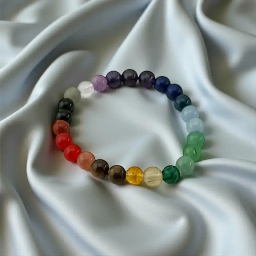 Red Jasper, Carnelian, Citrine, Green Aventurine, Sodalite, Amethyst & Clear Quartz Bracelet – Vibrant Chakra Balance & Healing Energy