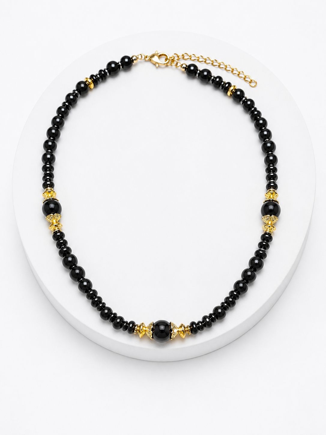 Black Obsidian Guardian Men's Beaded Necklace