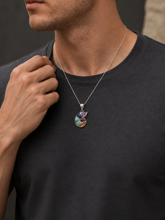 Seven Chakra Harmony Spiral Necklace