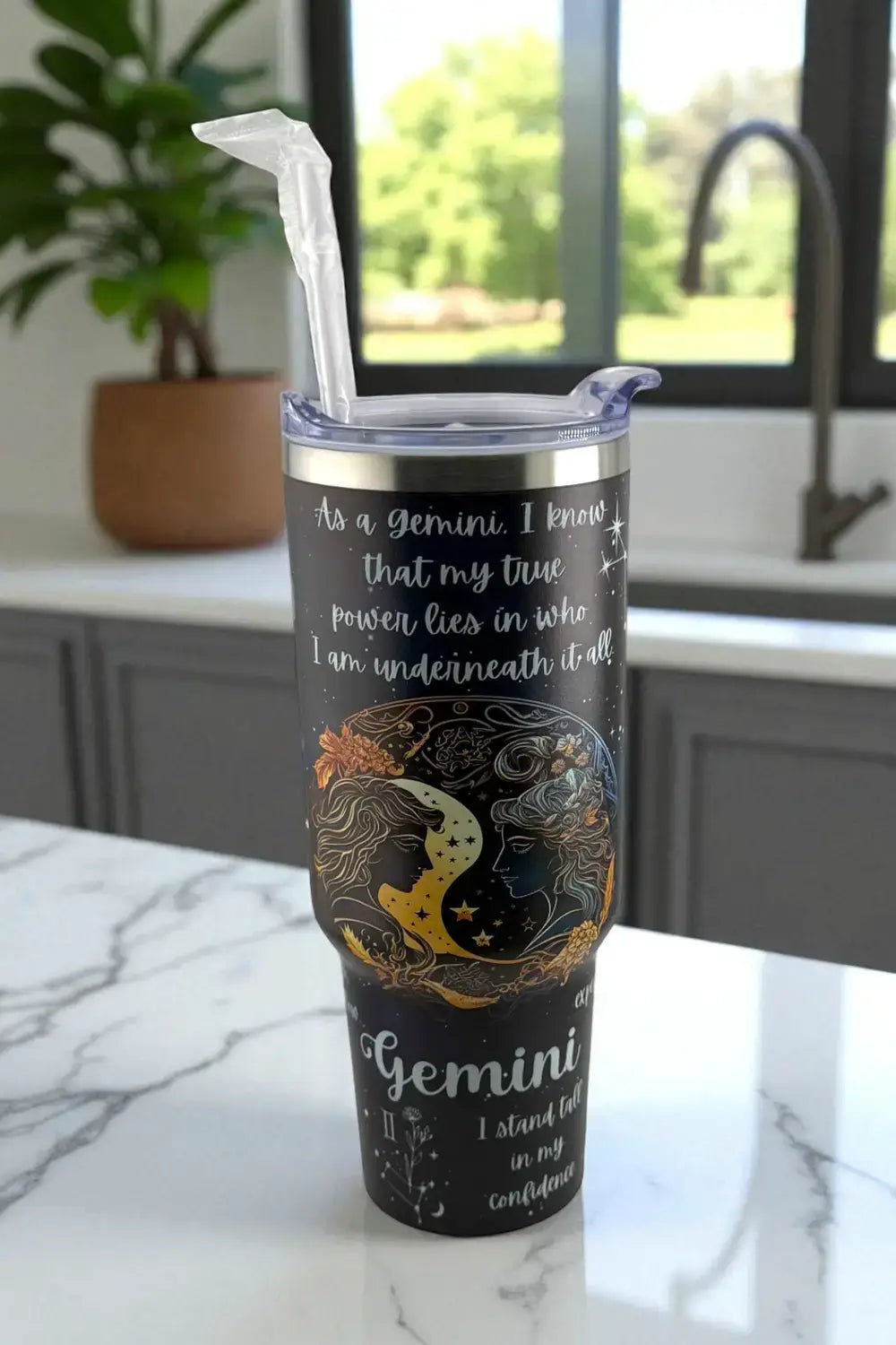 Celestial Gemini Zodiac Tumbler – Dual Soul, Singular Power