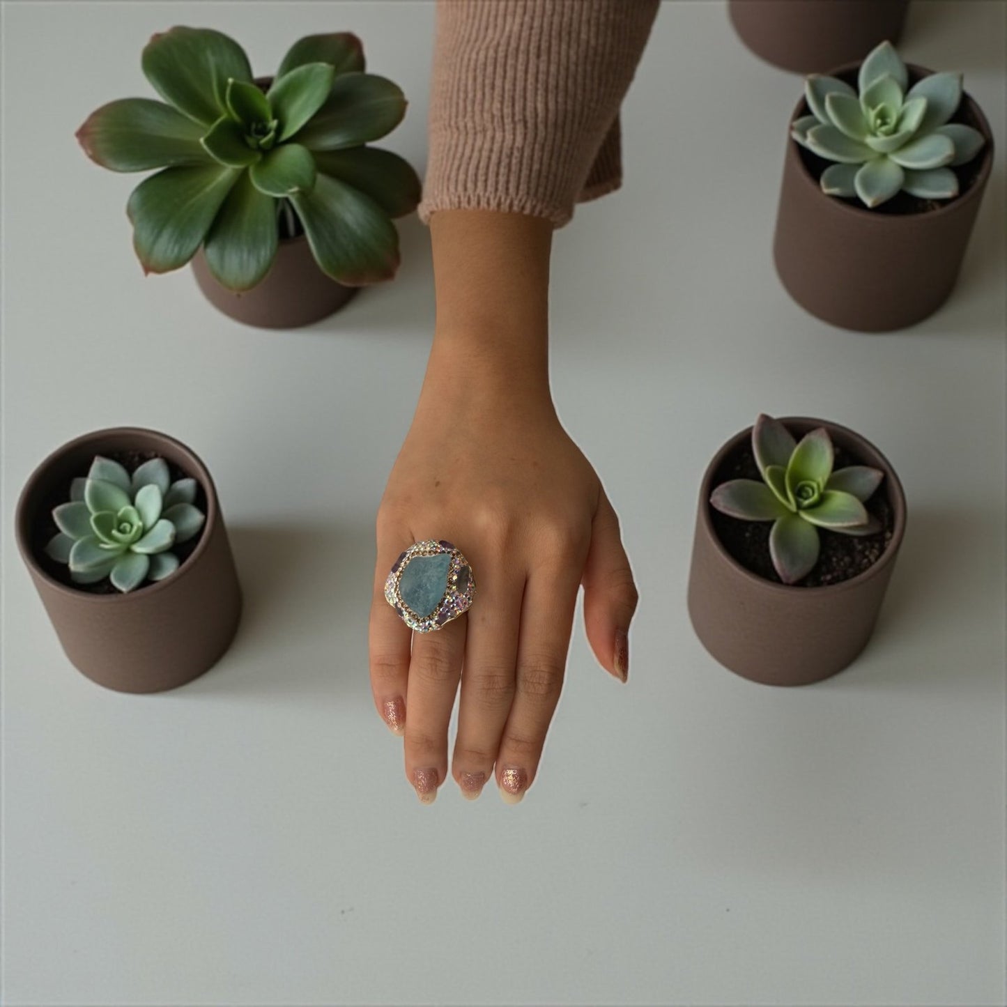 Royal Bloom Green Aventurine Ring – Manifest Wealth & Hold Elegance