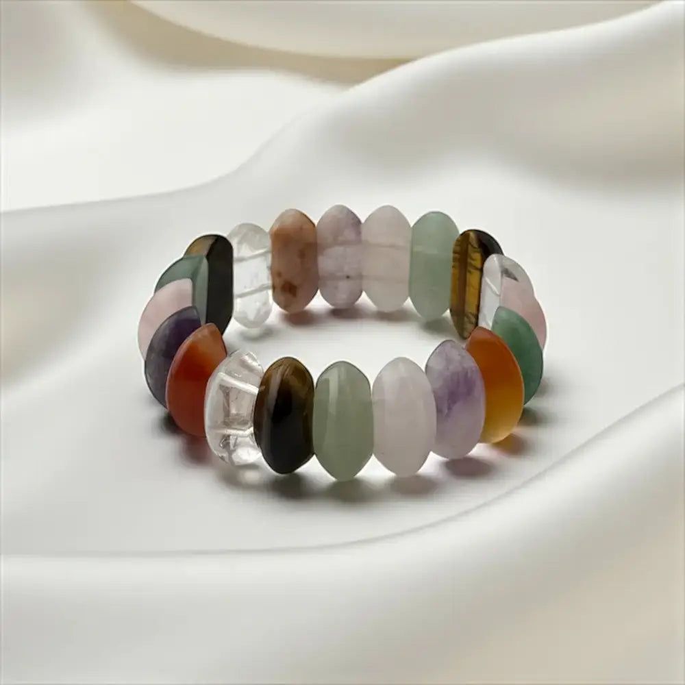 Red Jasper, Carnelian, Tiger Eye, Green Aventurine, Sodalite, Amethyst & Clear Quartz Bracelet – Seven Chakra Balance & Vital Energy