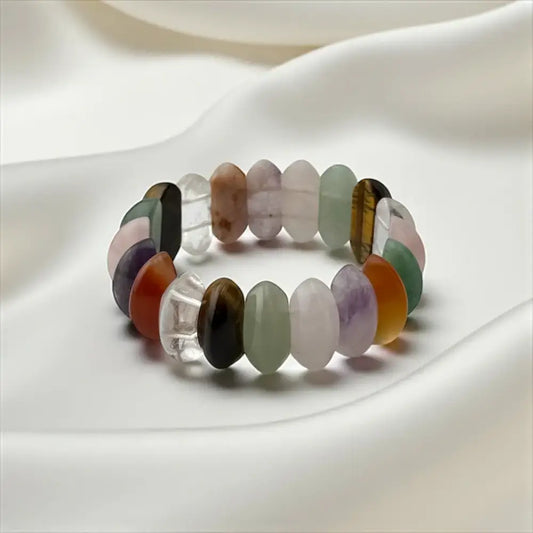 Red Jasper, Carnelian, Tiger Eye, Green Aventurine, Sodalite, Amethyst & Clear Quartz Bracelet – Seven Chakra Balance & Vital Energy