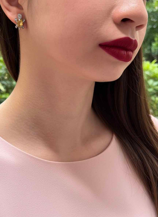 Citrine Wealth Turtle Earrings – radiant golden studs with citrine stones for prosperity energy.