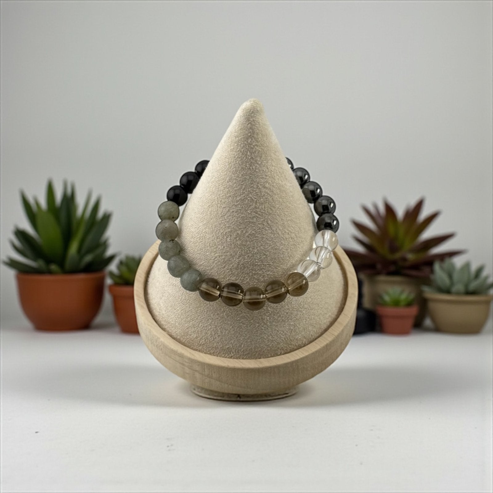 Black Onyx, Hematite, Clear Quartz, Smoky Quartz & Labradorite Bracelet – Bold Protection & Grounded Energy