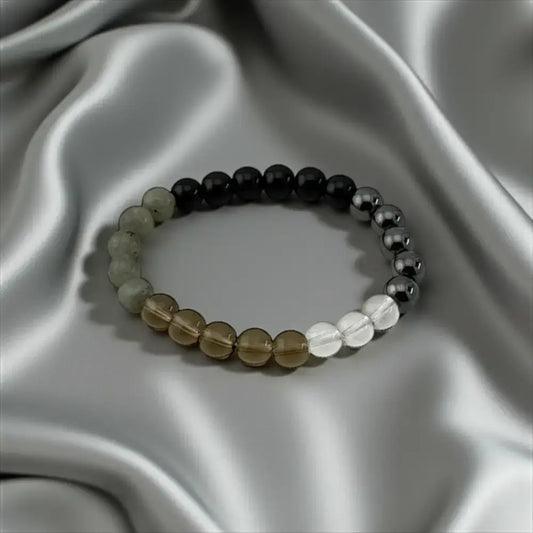 Black Onyx, Hematite, Clear Quartz, Smoky Quartz & Labradorite Bracelet – Bold Protection & Grounded Energy