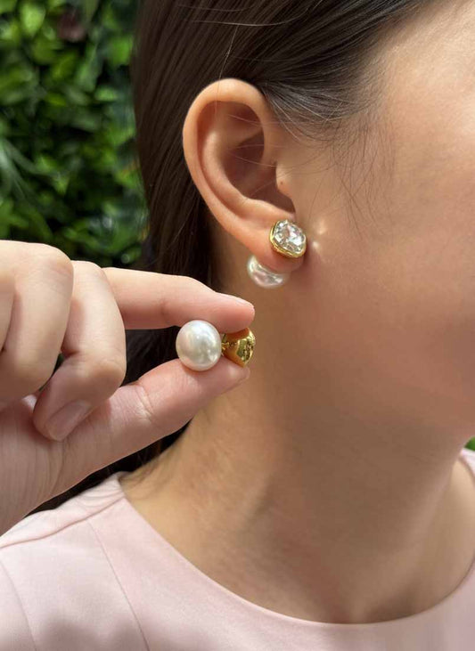 Eternal Glow Pearl Duo Earrings – Classic Elegance & Timeless Pearl Jewelry