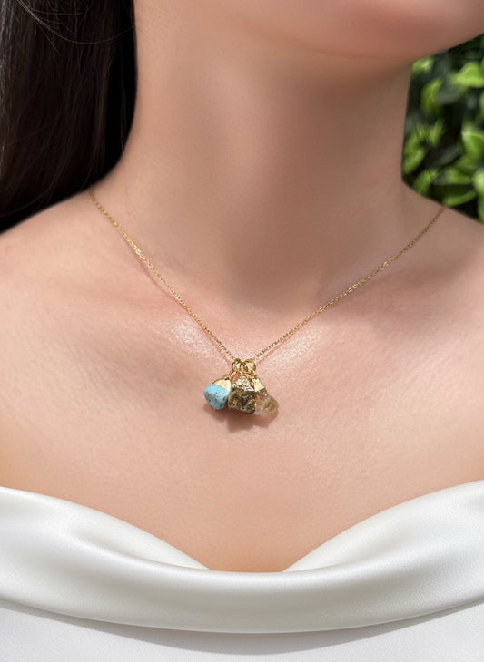 Turquoise, Tiger Eye & Citrine Necklace – Balanced Strength with Vibrant Energy