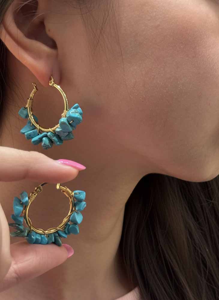 Sky Guardian – Turquoise Hoop Earrings