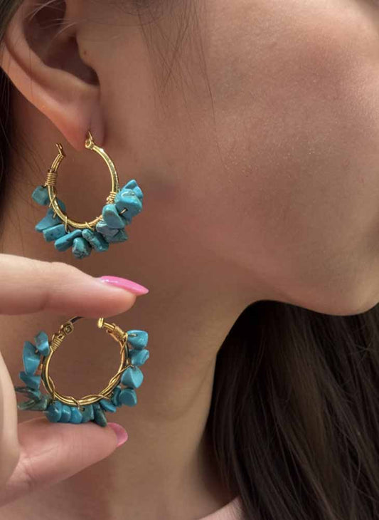 Sky Guardian – Turquoise Hoop Earrings