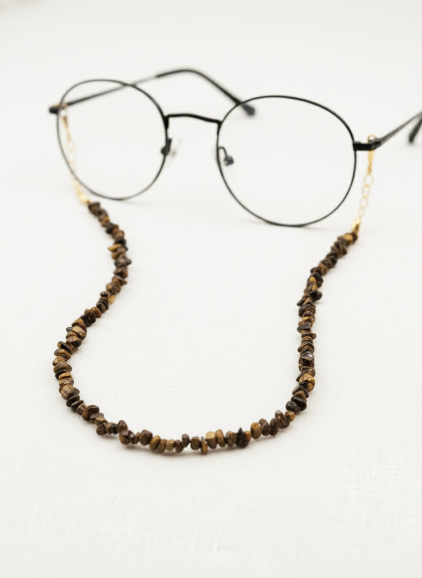 natural stone eyeglass chain tiger eye