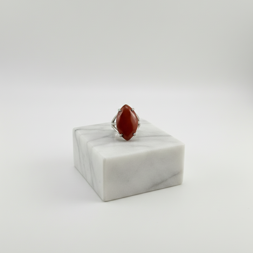 Red Jasper Male Ring Natural Stone Silver Finish