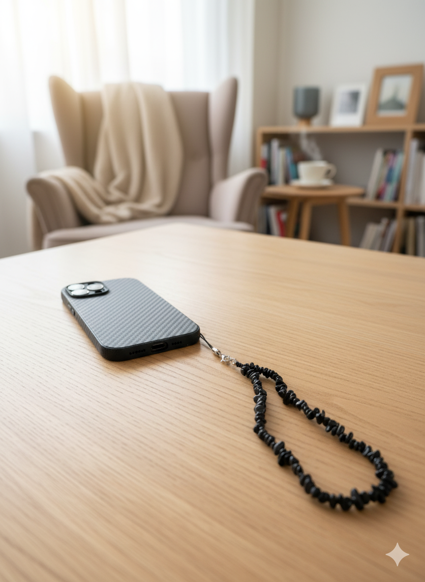 Protective Obsidian phone strap accessory