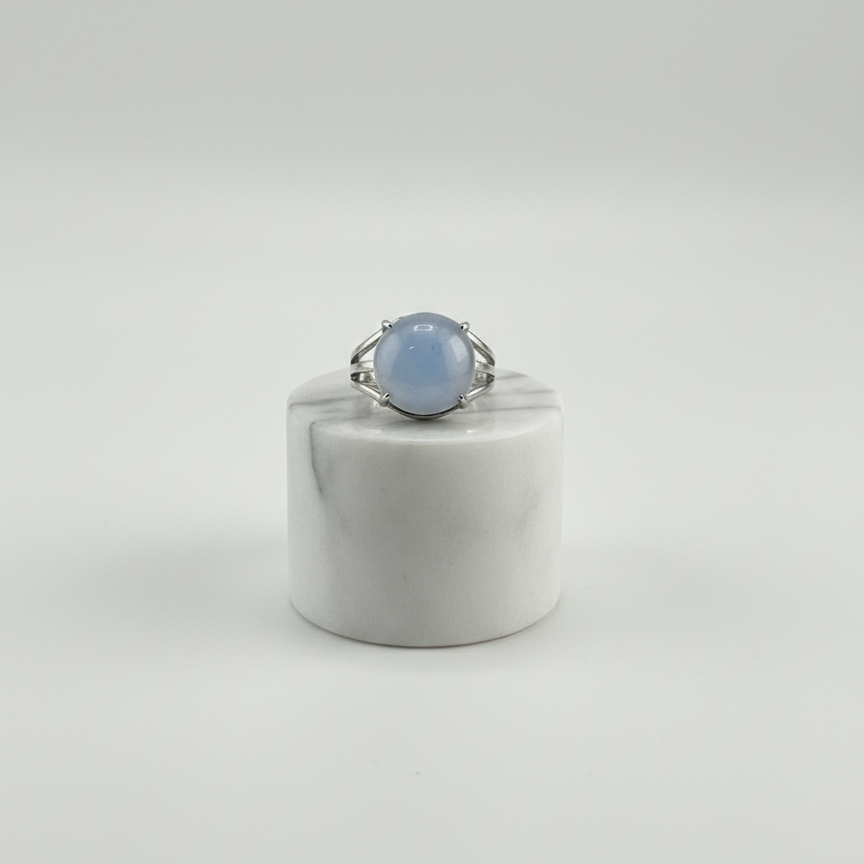 Moonstone Male Ring Natural Stone Silver Finish