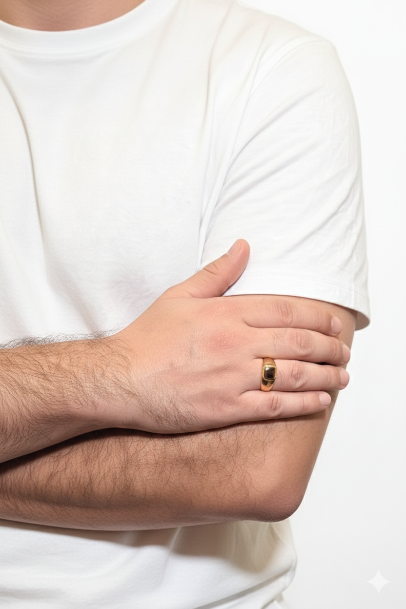 Square Tiger Eye Male Ring – Golden Brown Natural Stone with Silver Finish