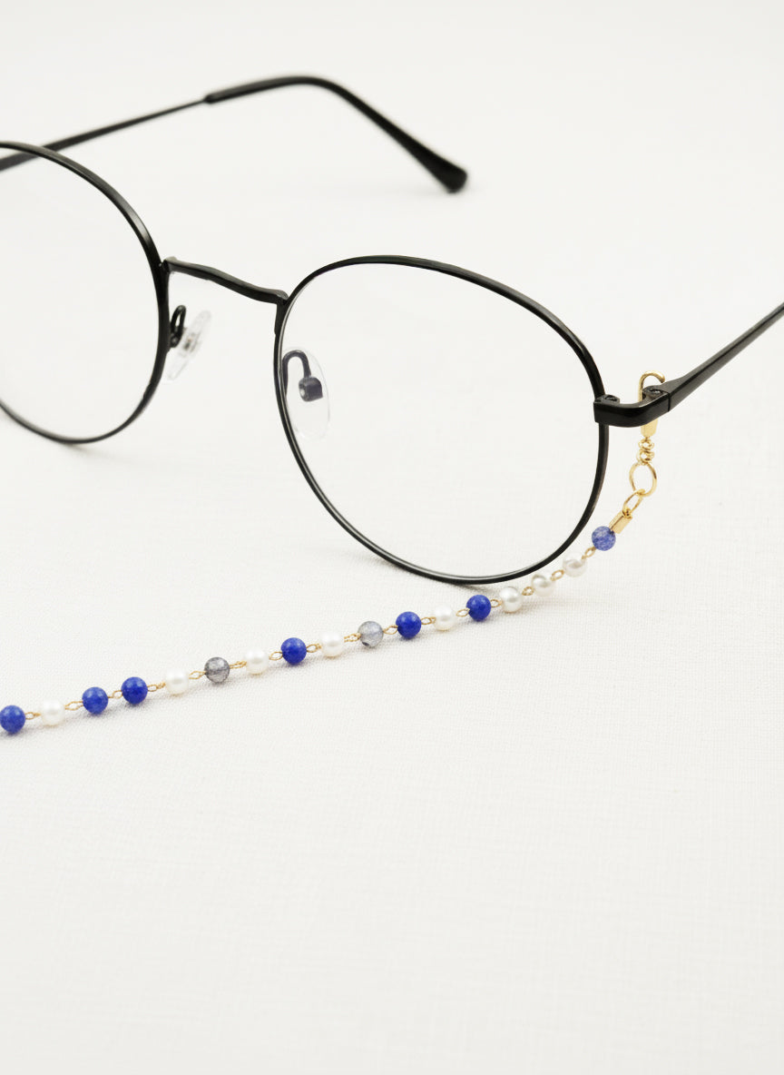 women’s eyewear strap with blue stones