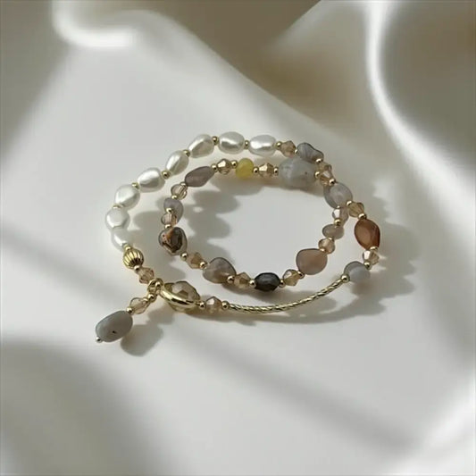 Pearl & Agate Bracelet – Classic Beauty & Earthy Grace