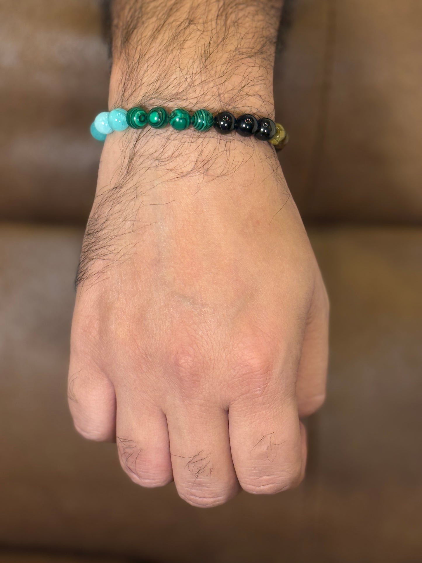 triple stone gradient men bracelet