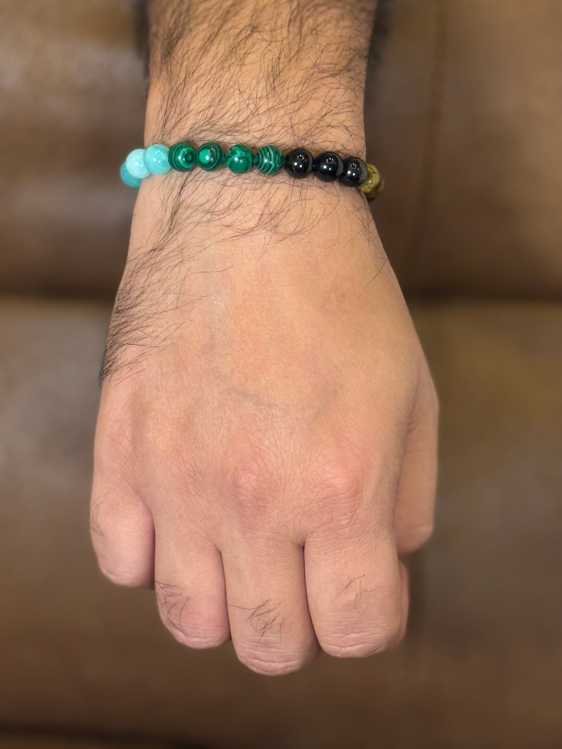 triple stone gradient men bracelet